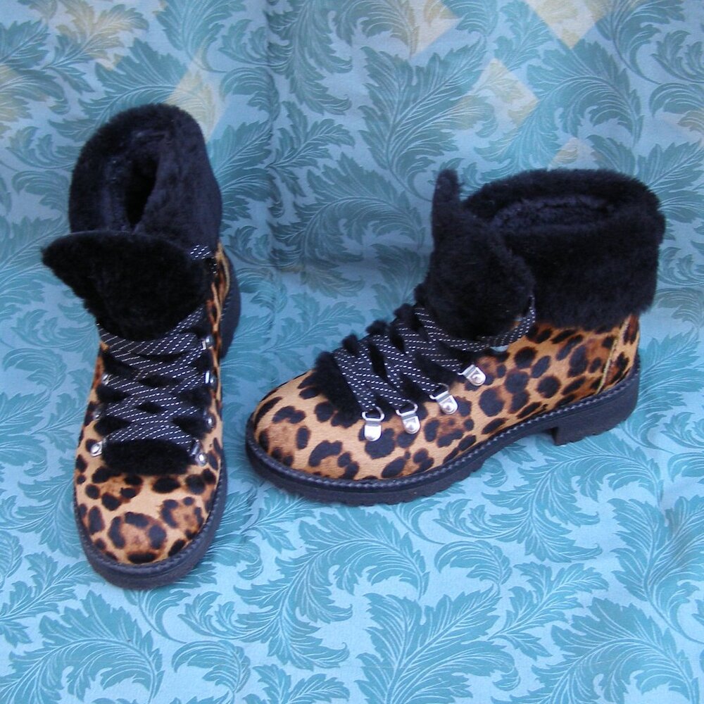 🤎🖤 J. Crew size 8-8.5 Nordic Boots in Leopard Calf Hair